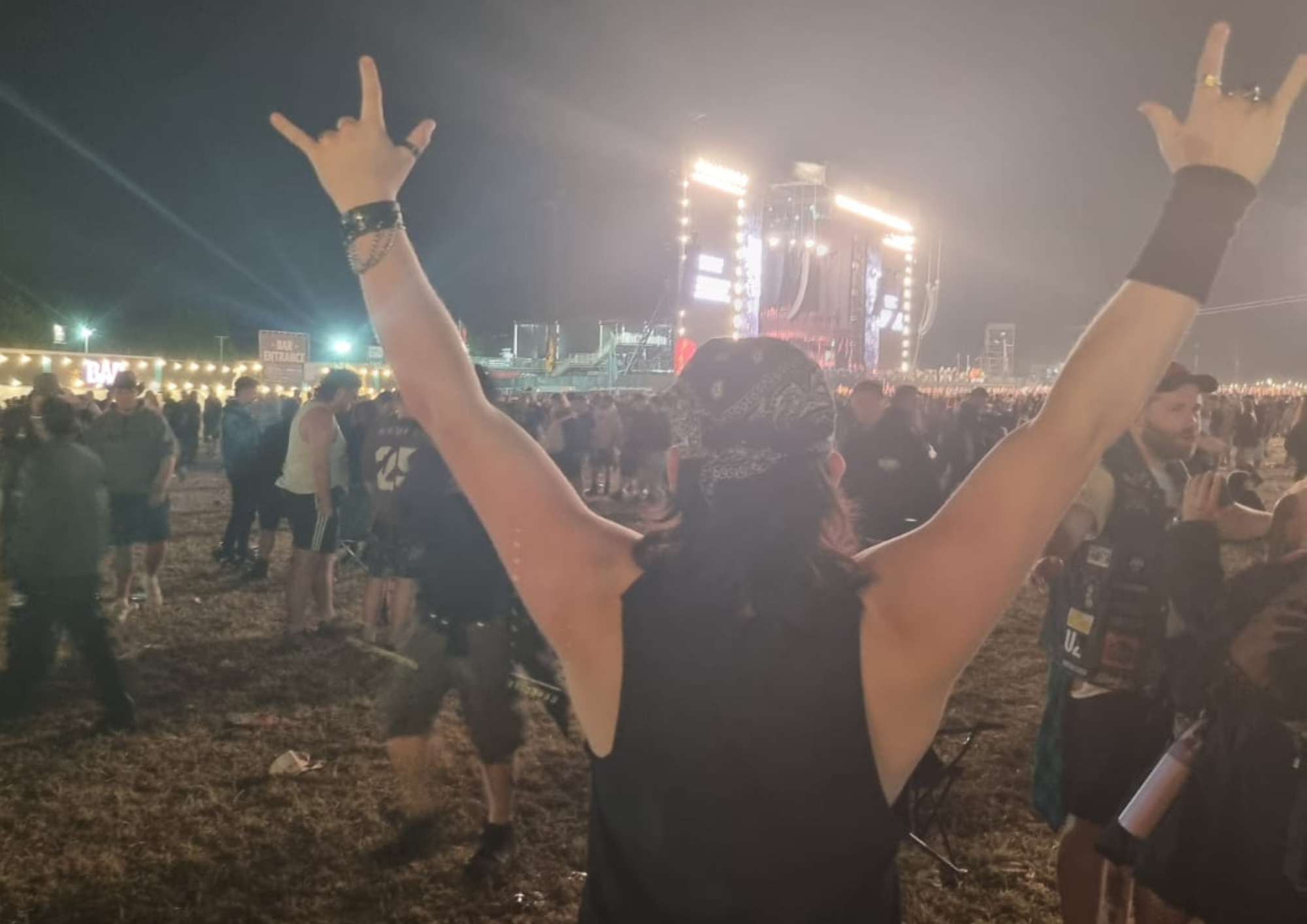 Leo at Download festival, illustrating the power of electric guitar used for rock and metal guitar lessons in St Neots