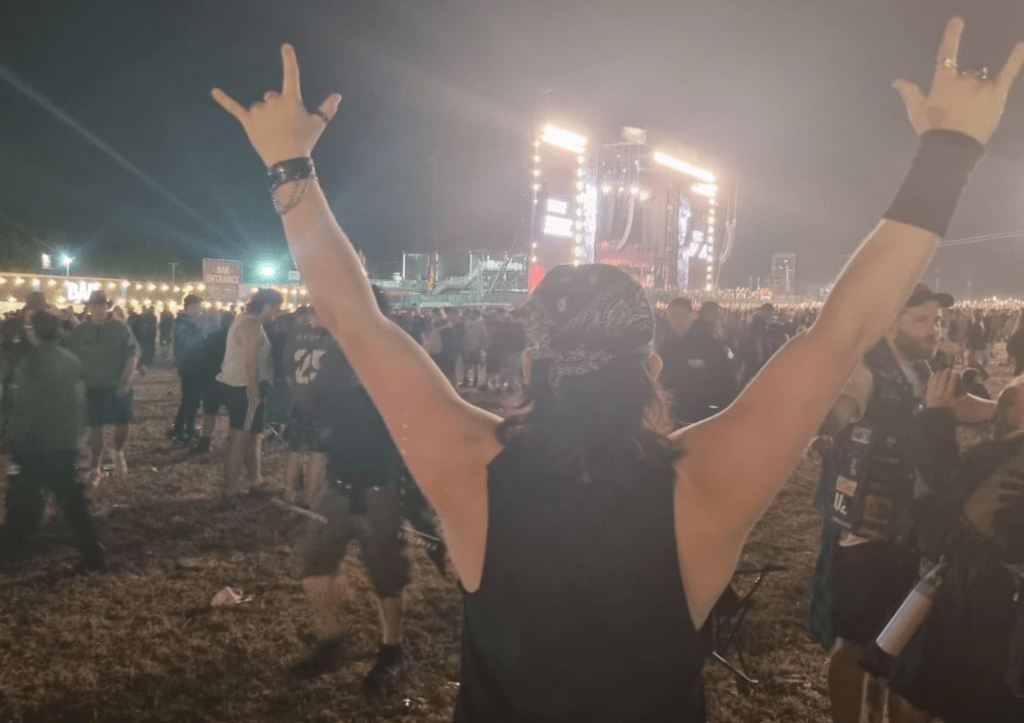Leo at Download festival, illustrating the power of electric guitar used for rock and metal guitar lessons in St Neots
